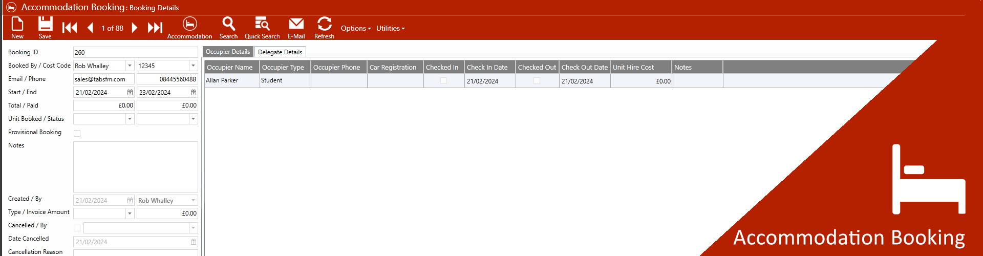Accommodation booking CAFM Software for facilities management