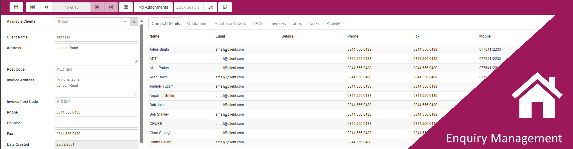 CRM Client Management CAFM Software for facilities management