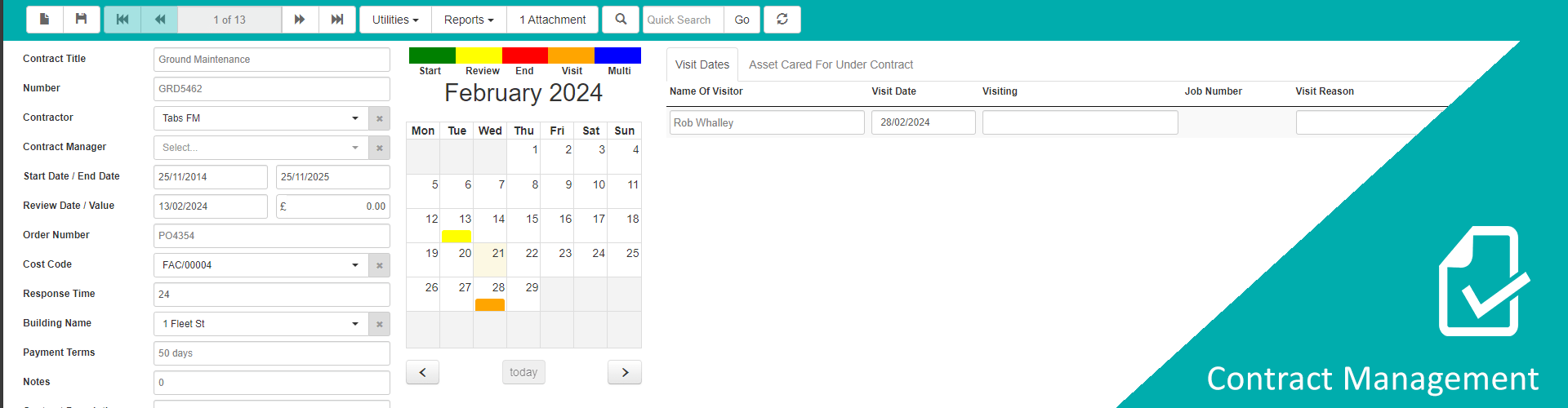 Contract Management CAFM Software for facilities management