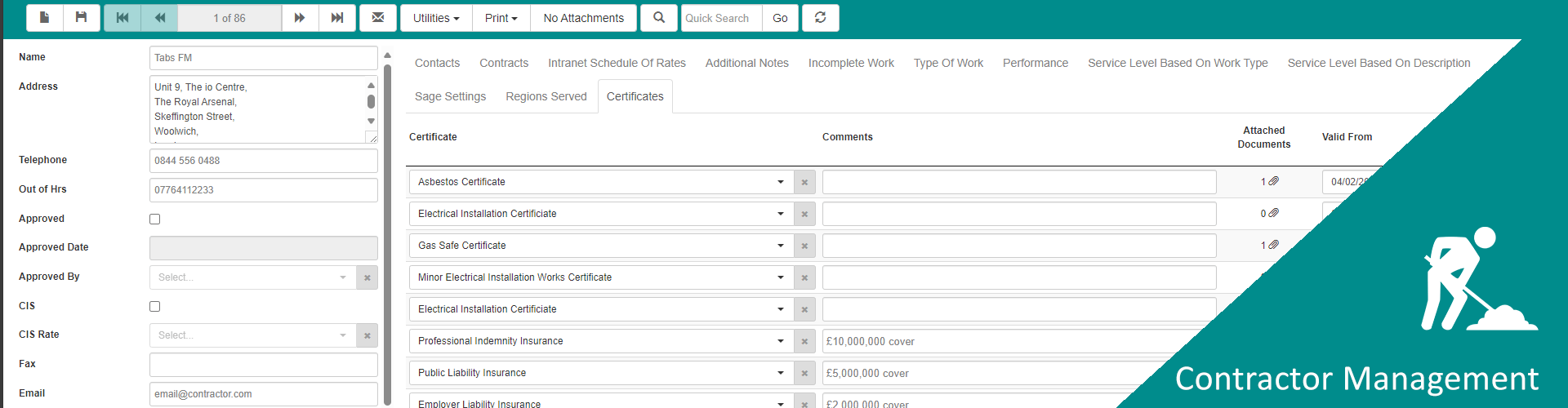 Contractor Management CAFM Software for facilities management