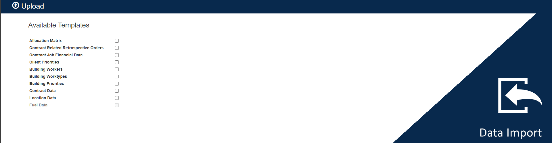 Data Import Utility CAFM Software for facilities management