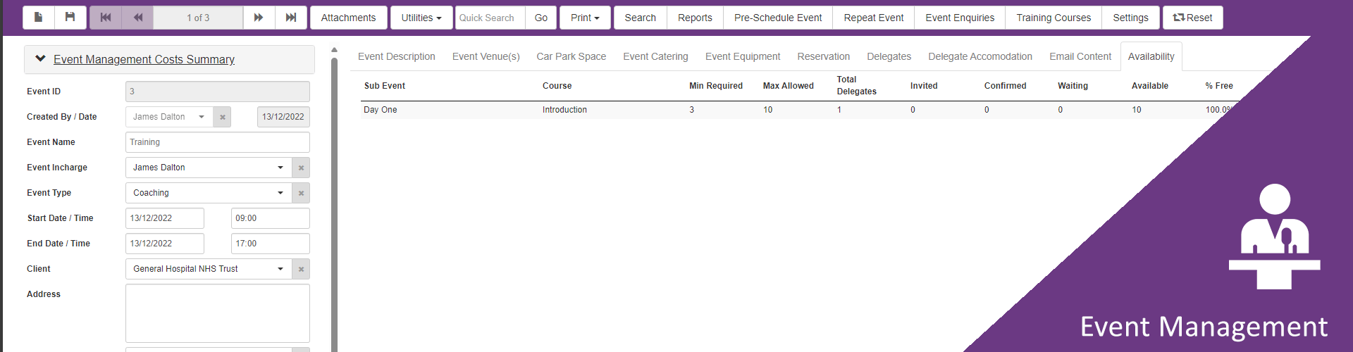 Event Management CAFM Software for facilities management