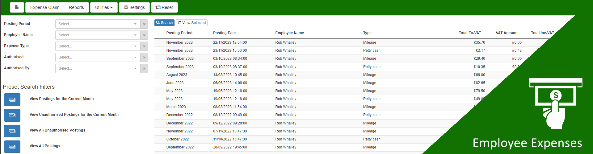 Employee Expense Claims CAFM Software for facilities management