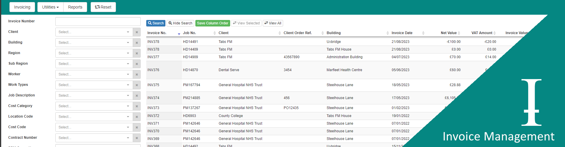 Invoicing CAFM Software for facilities management