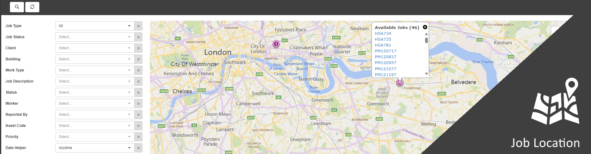 job Location Tracker CAFM Software for facilities management