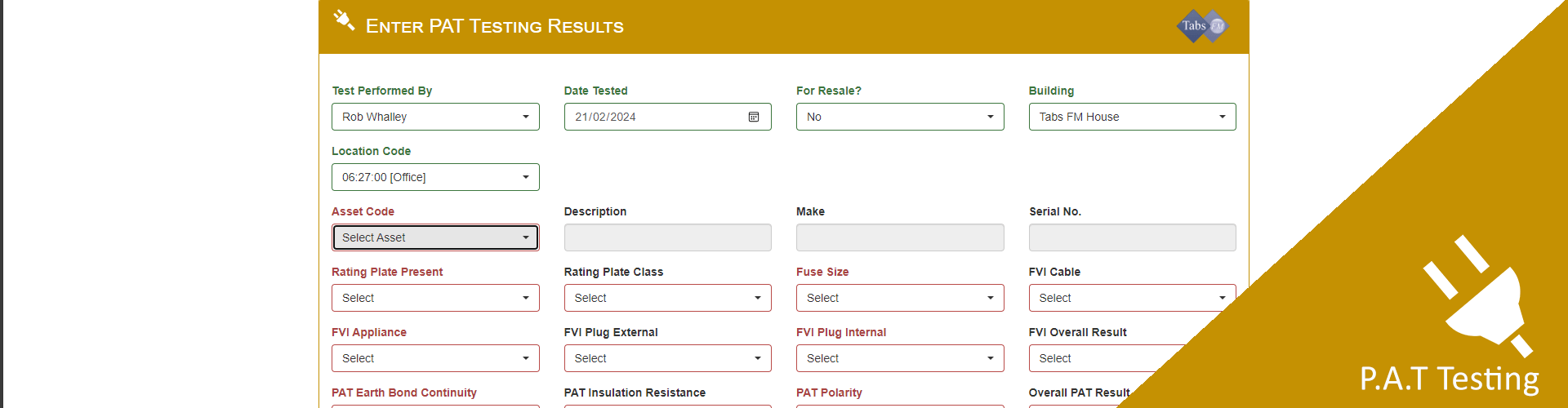 Portable Appliance Testing CAFM Software for facilities management