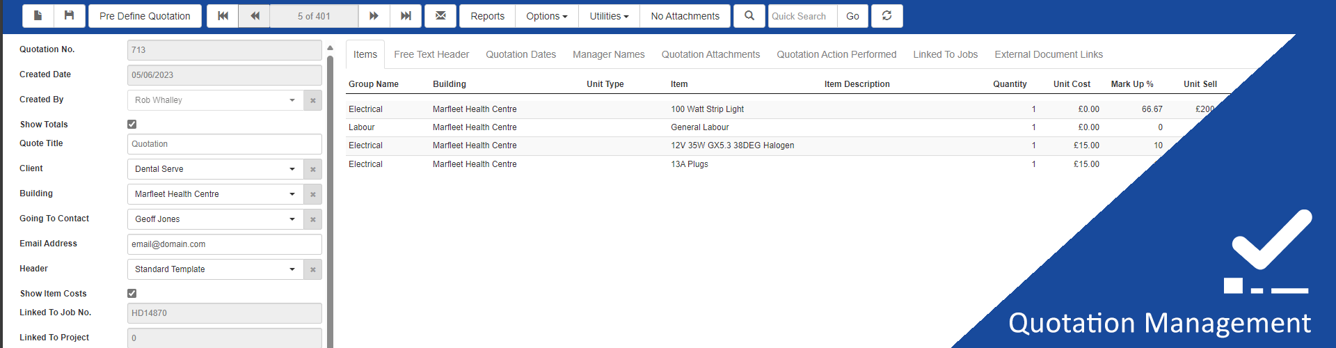 Quotation Management CAFM Software for facilities management