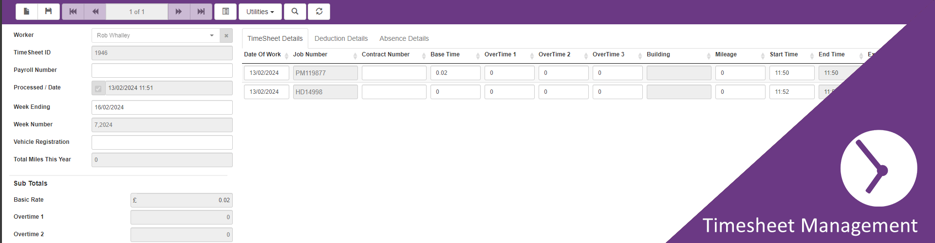 Timesheet CAFM Software for facilities management