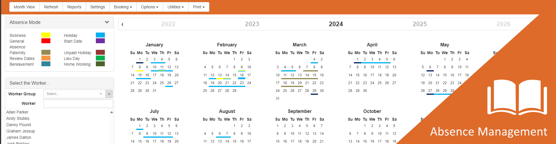 CMMS and CAFM Software for facilities, estates and service management - workforce abesence